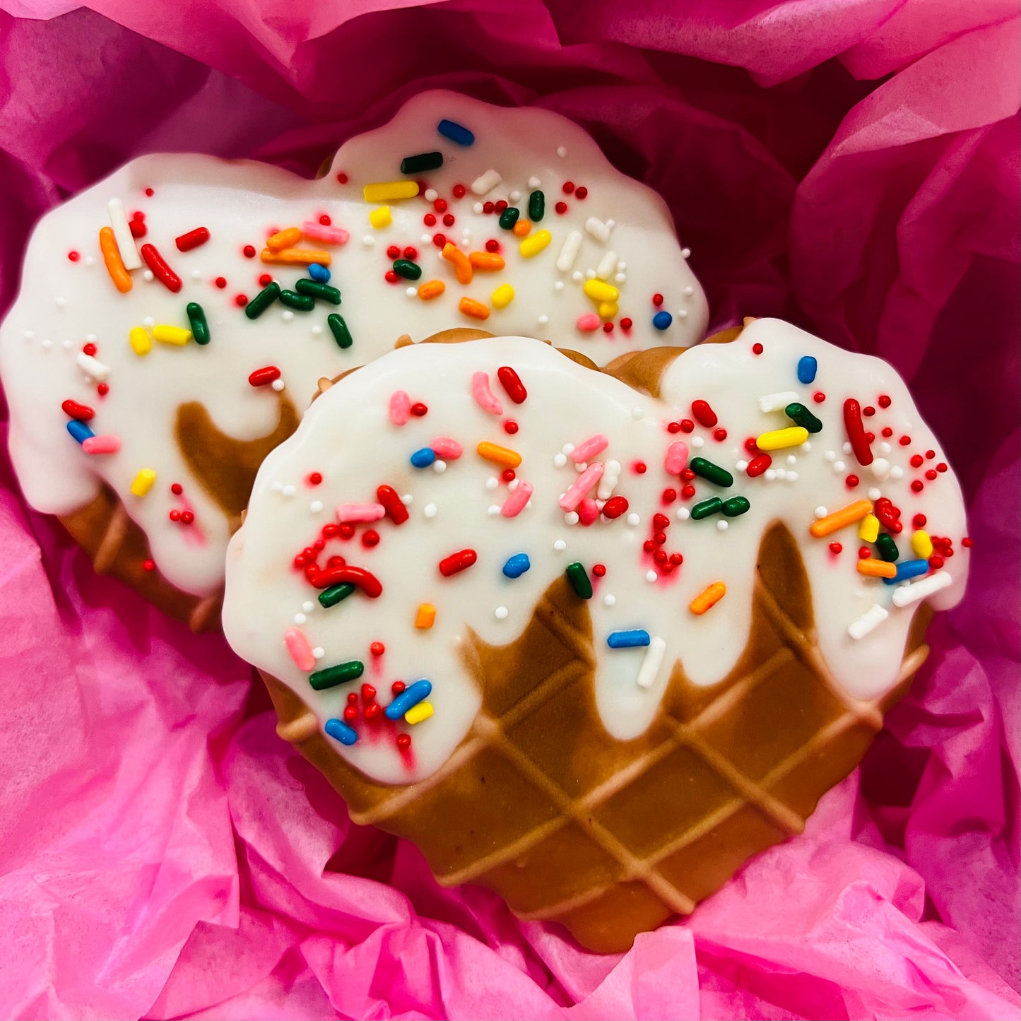 Iced Sugar Cookie Heart Cones