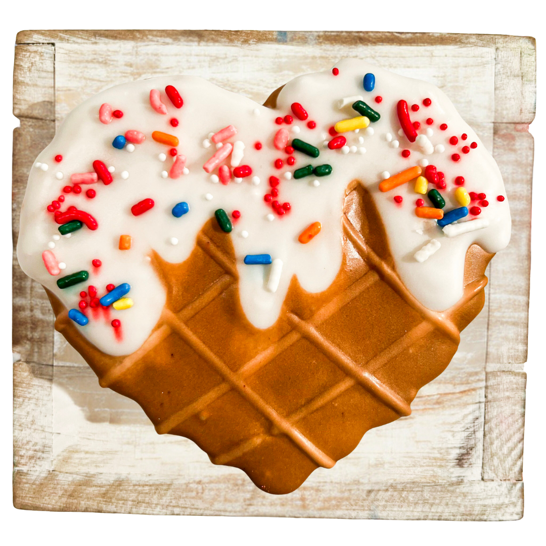 Iced Sugar Cookie Heart Cones